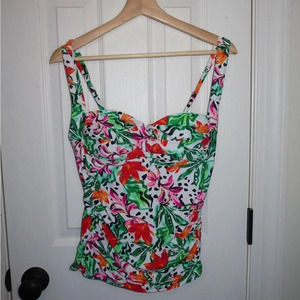 Caribbean Joe Floral Tankini Top